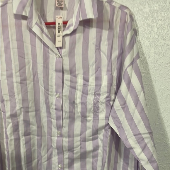 Victoria's Secret Lavender and White Striped Pajama Nightshirt - Picture 4 of 4